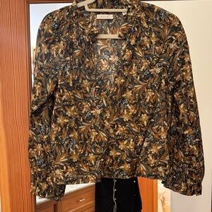 DOEN Women's Floral Shirt - Black and Gold